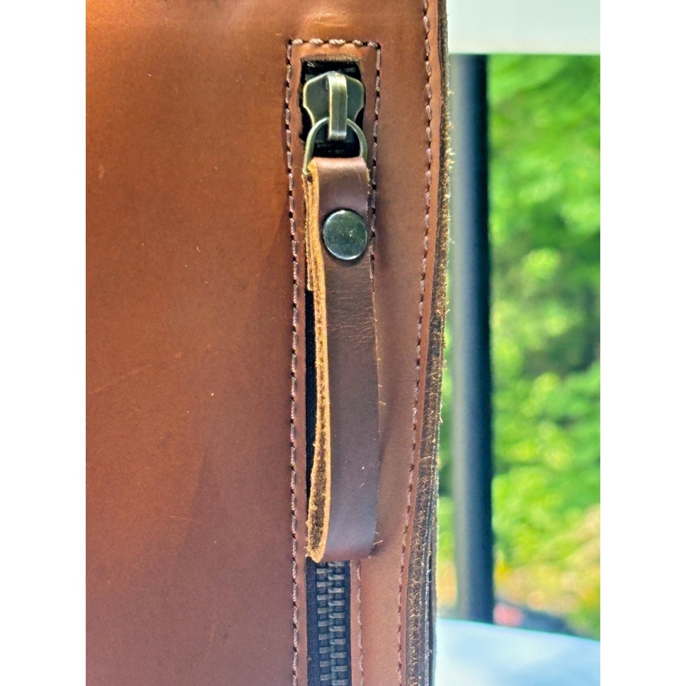 WILL Full Grain Leather Simple Backpack Purse Tan Unlined Magnetic Closure EUC - Picture 7 of 16